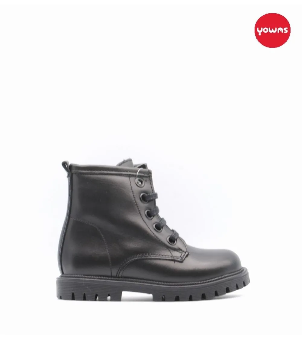 BOTAS  YOWAS PIEL NEGRA CORDONES Y CREMALLERA MOTERA TRACK