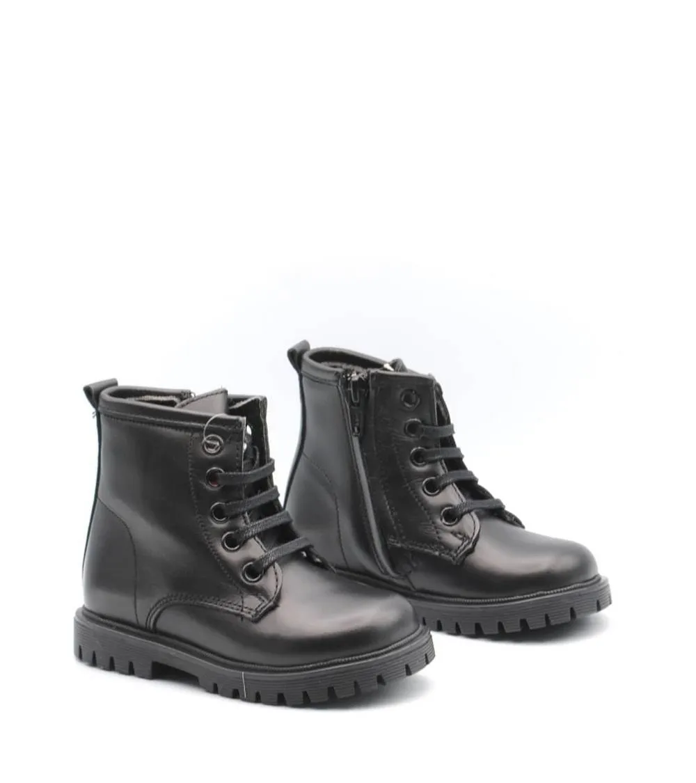 BOTAS  YOWAS PIEL NEGRA CORDONES Y CREMALLERA MOTERA TRACK