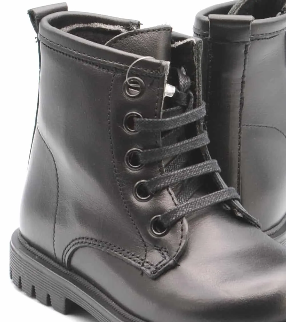 BOTAS  YOWAS PIEL NEGRA CORDONES Y CREMALLERA MOTERA TRACK