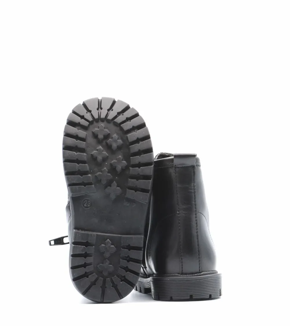BOTAS  YOWAS PIEL NEGRA CORDONES Y CREMALLERA MOTERA TRACK