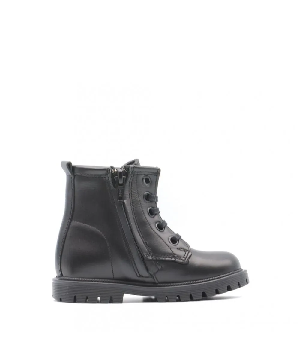 BOTAS  YOWAS PIEL NEGRA CORDONES Y CREMALLERA MOTERA TRACK